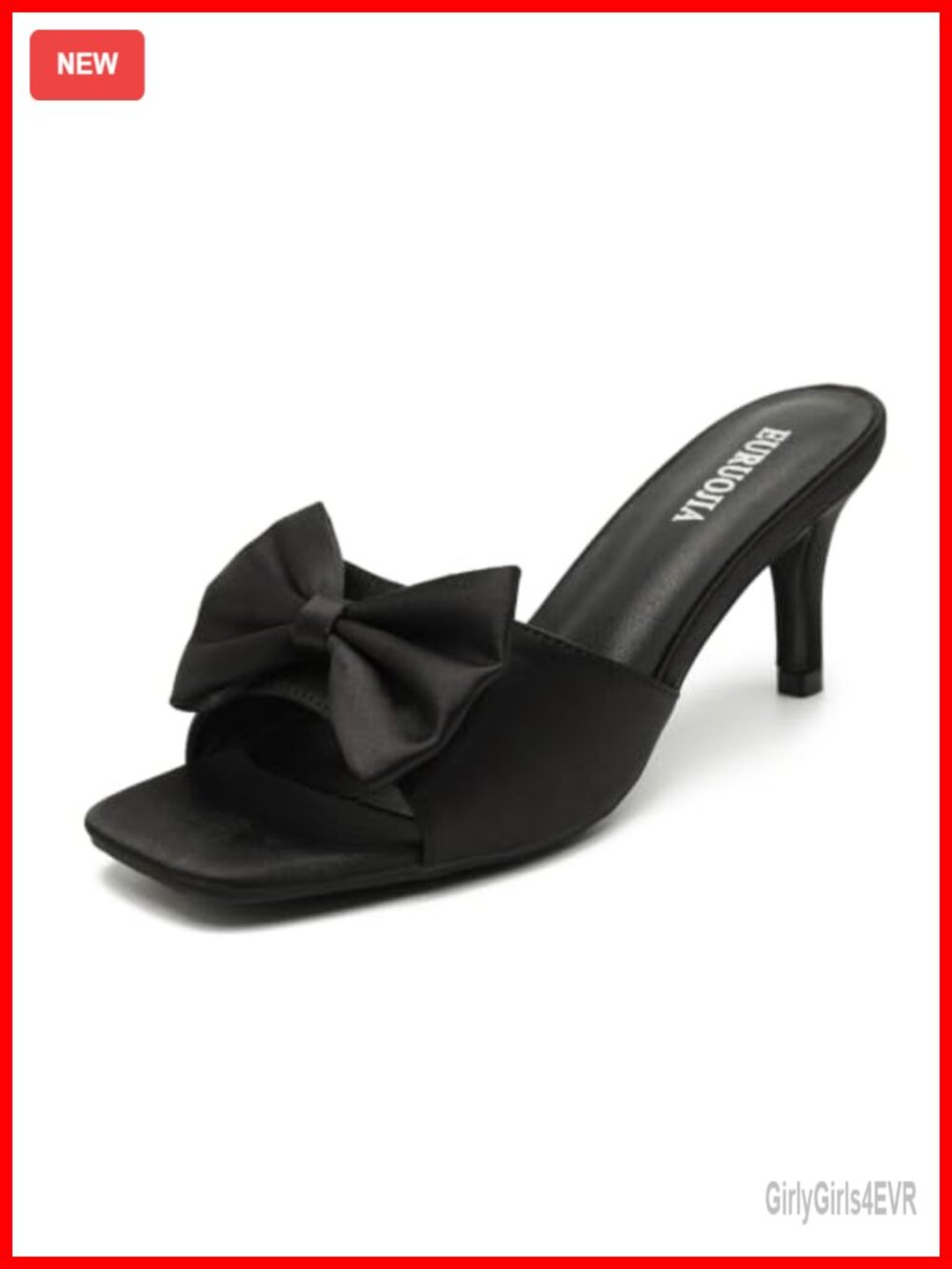 Women's Bow Mule Heels Square Open Toe Kitten Heel Dressy Sandals